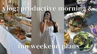 VLOG: productive 5am routine, garden party, bridal shower, grocery haul