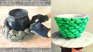 Creative  From Cement Cement craft ideas Making Flower pot