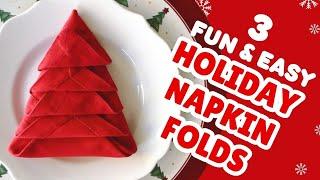 3 Fun & Easy Holiday Napkin Folds