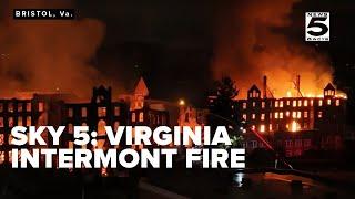 SKY 5 Drone: Massive fire engulfs multiple buildings on former Virginia Intermont College campus