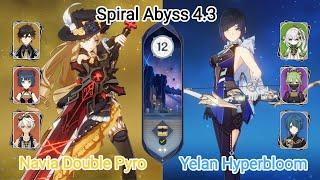C0 Navia Double Pyro & C0 Yelan Hyperbloom - NEW Spiral Abyss 4.3 Floor 12 Genshin Impact