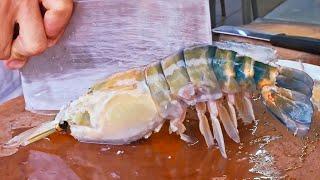 GIANT River Prawns！Amazing River Prawns noodles, Fried pork ribs/ 巨大泰國蝦！驚人的泰國蝦麵,炸排骨-Seafood Cooking