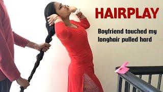 Very hard hair pulling by angry servant || hairplay with female house owner || #hairplay #hairstyle