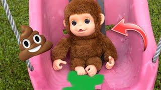 Baby Monkey has a BIG accident!  Baby monkey video compilation