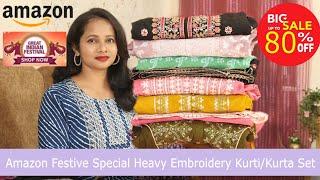 Amazon Festive Special Kurti/Kurta Palazzo Dupatta Set Haul | Heavy Embroidery Sets| Ranjana R