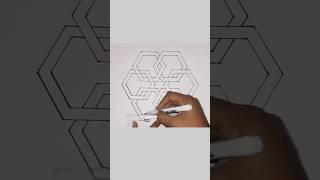 3D Geometrical Hexagon Design #shorts #viralshorts #drawing #adhrikcreations6090