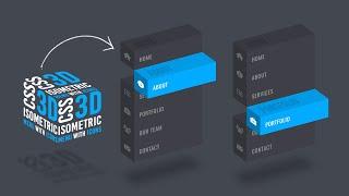 Isometric Menu With Icon Hover Effects using Html & CSS | 3D Menu