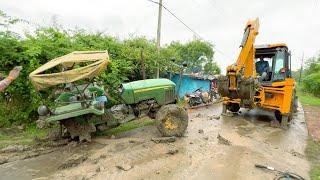 Old John Deere 5310 Breakdown in Mud Pulling by JCB 3dx Mahindra Arjun 4x4 Sonalika 60 Rx