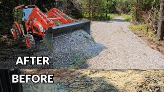 Kioti NS6010 tractor & box blade building a new gravel driveway for 30 acre hunting land