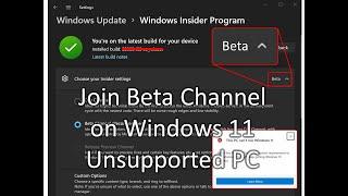 Join Beta Channel on Windows 11 Unsupported PC