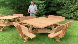 Square Picnic Table with Backs on the Seats