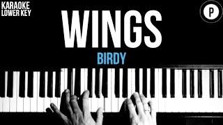 Birdy - Wings Karaoke SLOWER Acoustic Piano Instrumental LOWER KEY