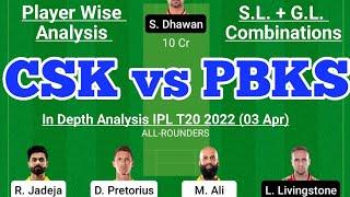 CSK vs PBKS Fanatsy Team Prediction|CSK vs PBKS IPL 03 Apr |CSK vs PBKS Today Match Prediction