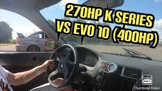 270hp All Motor K20 vs Evo 10 (400hp)