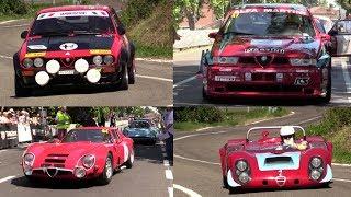 Alfa Romeo racecars - Best of sound, launch, fly bys & hillclimb action