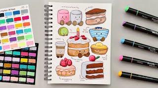  unboxing & testing ohuhu 30 acrylic markers!  drawing jellycat desserts 
