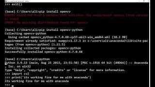 opencv error with pip install
