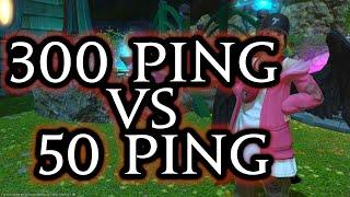 FFXIV 300 Ping vs 50 Ping Comparison (turn on CC for commentary)