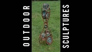 Outdoor sculptures made of recycled steel.