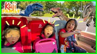 Life Size Dinosaur Car Drive Thru family trip with Ryan Emma and Kate!