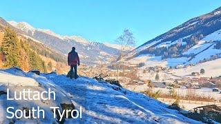 Lonely snow hike in South Tyrol - Schwarzbach waterfall hike near Luttach in the Ahrntal