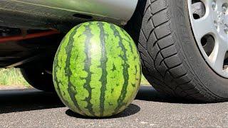 Crushing Crunchy & Soft Things by Car! - EXPERIMENT- WATERMELON VS CAR