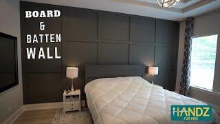 DIY Board and Batten Grid Accent Wall & Bedroom Makeover on a Budget