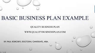 Basic Business Plan Example by Dr. Paul Borosky, MBA.