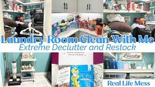 EXTREME LAUNDRY ROOM CLEAN WITH ME|CLEANING MOTIVATION & RESTOCK|#cleaningmotivation