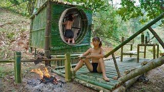 7 Day Alone in Bamboo Cabin in Jungle: Survival, Cooking - Do You Want To Live With Her in Forest?