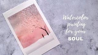 EASY Watercolor winter landscape painting for beginners