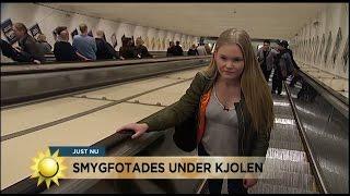 Frida smygfotades under kjolen: "Nu vänder jag mig alltid om i rulltrappan" - Nyhetsmorgon (TV4)