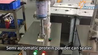 #Semi automatic protein powder tin canister #seaming machine, Manual metla canning #seamer equipment