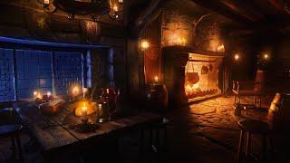 Fireside Harp Music | Medieval Tavern Ambience for Sleep, Relaxation, Study 