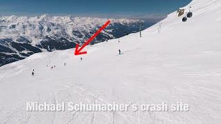 Downhill Meribel centre from Saulire - on Michael Schumacher´s last run. 1300 m height difference