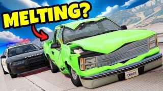 Police Chases Except For My Truck is MELTING in BeamNG Drive Mods?!