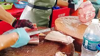 Amazing 33kg shark  fish cutting skills  Cecil street market in Penang Malaysia 