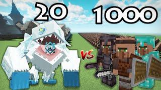 20 Frostmaw Vs 1000 Guard Villager | Minecraft