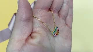 Collana Mabina in argento con cuore e zirconi multicolor e Anello con Cuore di Zirconi