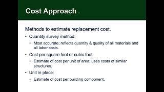 Valuing Using the Cost Approach