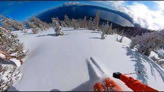 Backcountry Skiing Above Lake Tahoe, CA in Deep Powder & 15ºF Temps