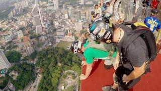 Triple Backflip - BASE jump from KL Tower