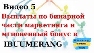 Видео 5 Бинарные и мгновенные выплаты | Выплаты по бинарному маркетингу в компании Ibuumerang