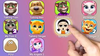 Talking Tom,Talking Tom 2,Talking Angela,Talking Ben,Sprunki Incredibox Squid Game, Pou,My Angela 2