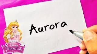 DISNEY PRINCESS - HOW TO TURN WORDS AURORA (Sleeping Beauty ) INTO CARTOON - Theakashcreations