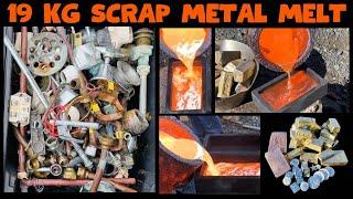 19KG Scrap Metal Melt - Bulk Bars - ASMR Metal Melting - BigStackD Copper Brass Zinc Casting