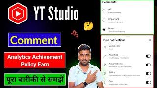 Push Notifications All Important None Analytics Achivement Policy Earn YT Studio