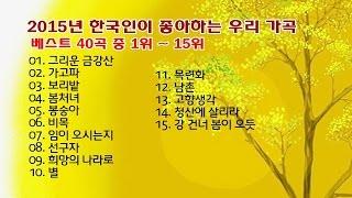 2015년 한국인이 좋아하는 우리 가곡 베스트 40곡 중 1위 ~ 15위