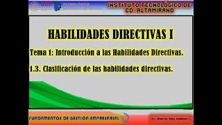 1.3. Clasificación de las habilidades directivas