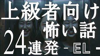 上級者向け怖い話24連発（人怖)「エレベーターに乗っていた3人の女性」「あおり運転の理由」「パーティーでの素敵な出会い」「不審な旅行会社」「ベビーカー、ワロタ」「後味が悪いSF」「変な書き込み」EL